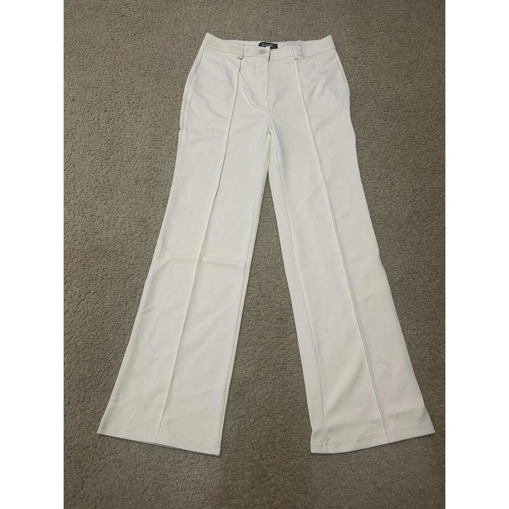 CHIC ME Women’s Dress Pants Pleated Front Ivory Size Medium